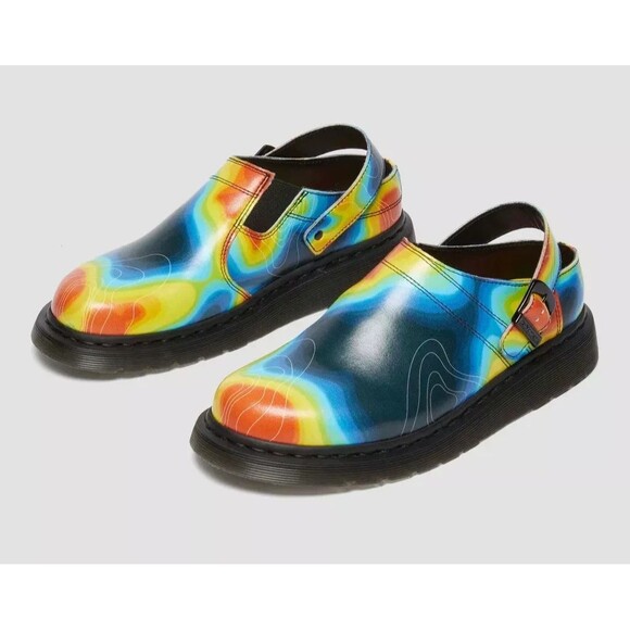 DR MARTENS Isham Mule Mens 11 Thermal Map Leather SlingbackShoes Womens 12 NEW